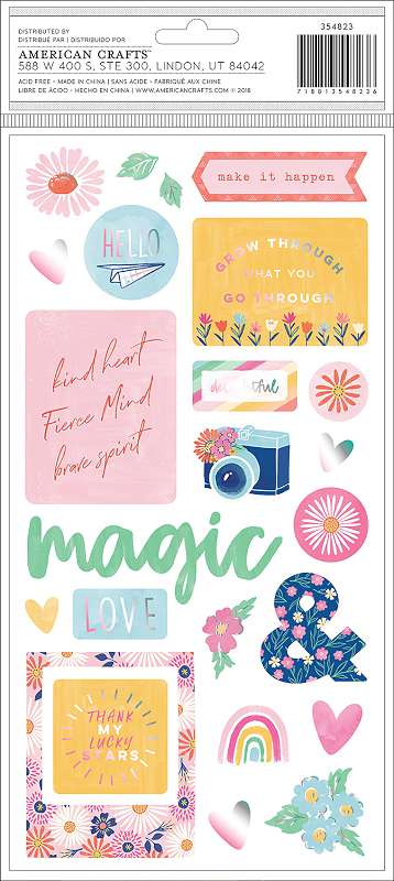 Dear Lizzy She's Magic Thickers Stickers 5.5"X11" 44/Pkg Delightful Phrase & Icons/Chipboard