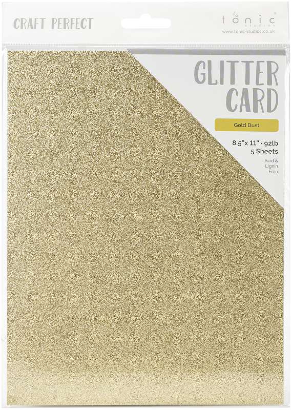 Craft Perfect Glitter Cardstock 8.5"X11" 5/Pkg Gold Dust