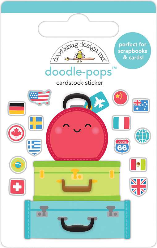 Doodlebug Doodle-Pops 3D Stickers Pack Your Bags, I Heart Travel