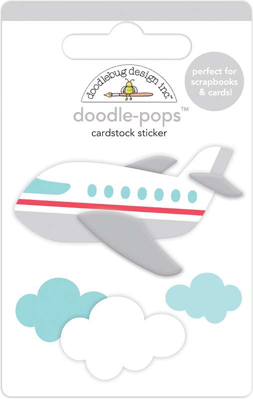 Doodlebug Doodle-Pops 3D Stickers Jet Set, I Heart Travel