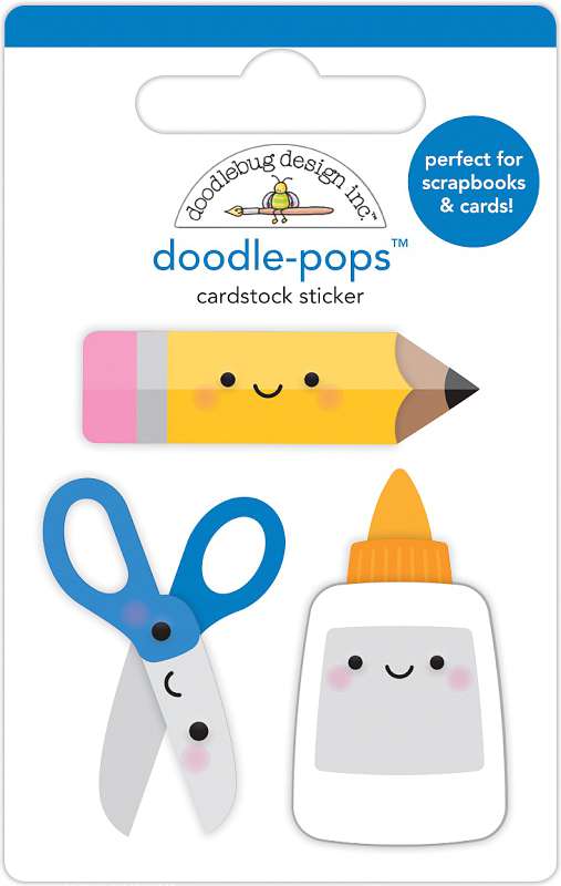 Doodlebug Doodle-Pops 3D Stickers Cut & Paste, School Days