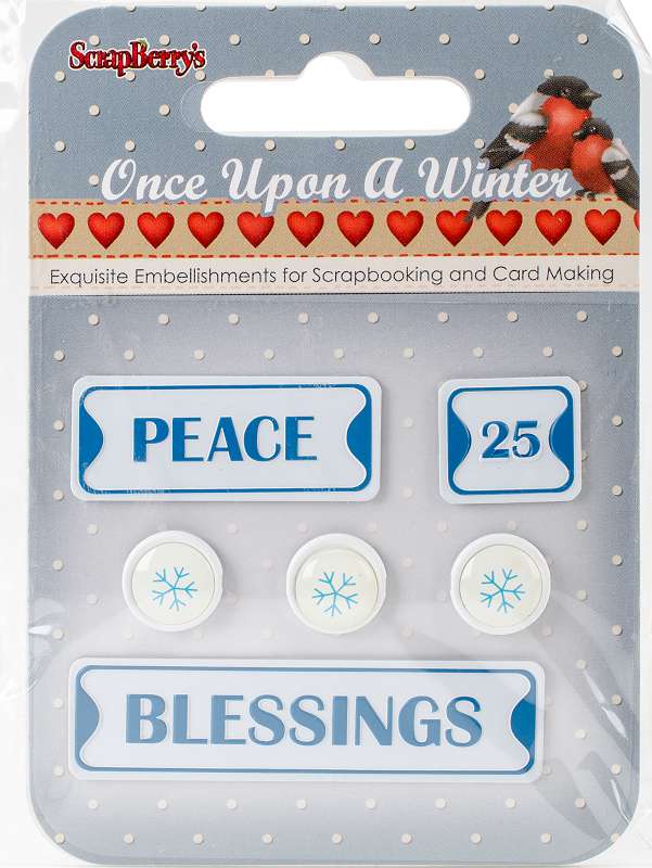 ScrapBerry's Once Upon A Winter Metal Words & Icons #1: Peace, 25, Blessings & Snowflakes