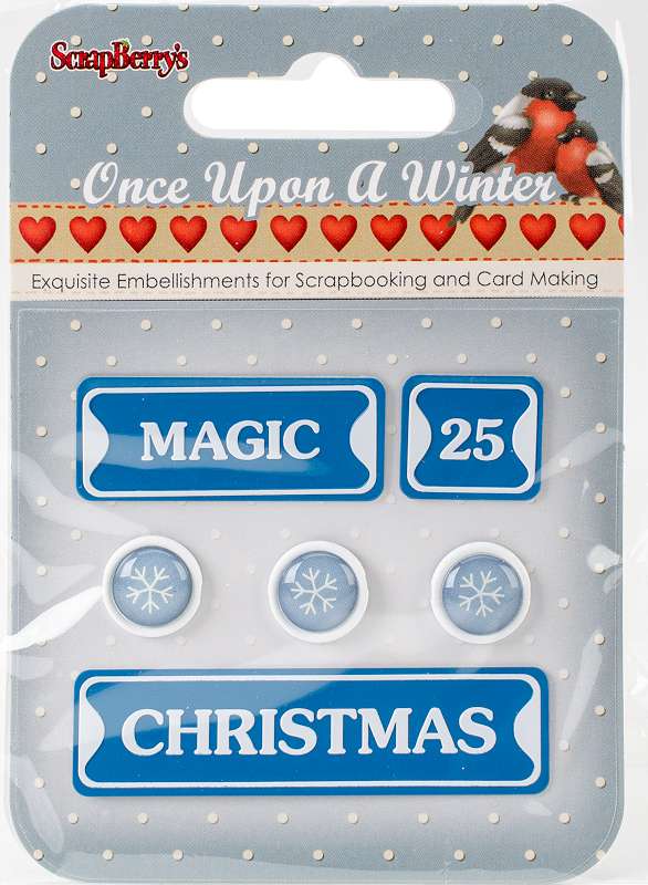 ScrapBerry's Once Upon A Winter Metal Words & Icons #3: Magic, 25, Christmas & Snowflakes