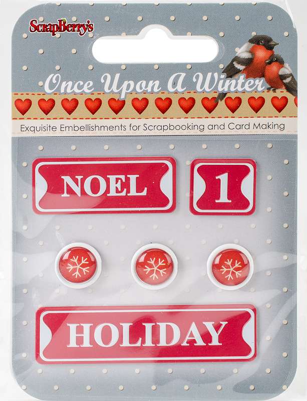 ScrapBerry's Once Upon A Winter Metal Words & Icons #4: Noel, 1, Holiday & Snowflakes