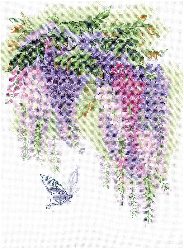 RIOLIS Counted Cross Stitch Kit 11.75"X15.75" Wisteria (14 Count)
