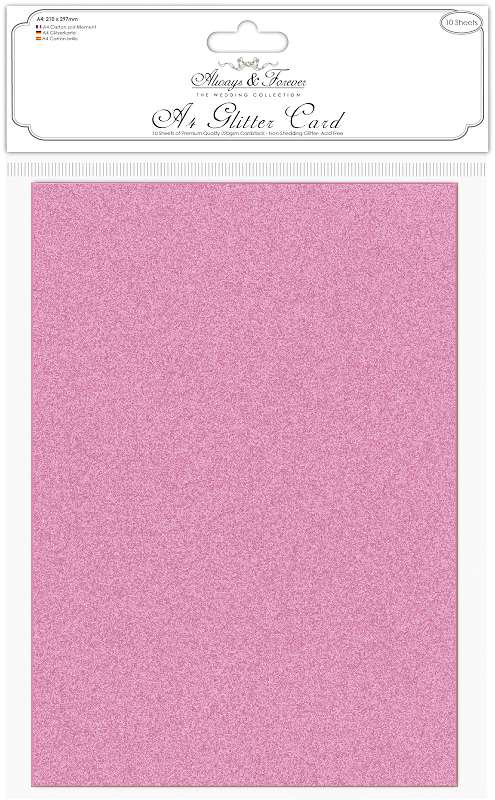 Craft Consortium Always & Forever A4 Glitter Cardstock 10/Pk Fuchsia Pink