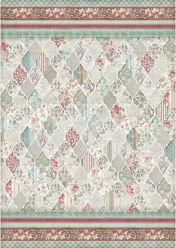 Stamperia Rice Paper Sheet A3 Patchwork Lozenges