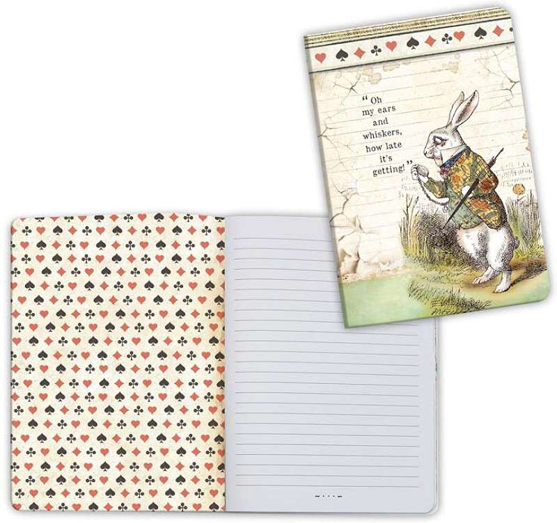 Stamperia Lined Notebook A6 White Rabbit, Alice