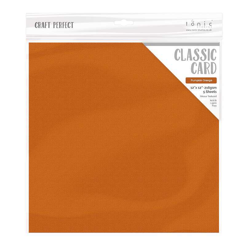 Craft Perfect Weave Textured Classic Cardstock 12"X12" 5/Pkg Pumpkin Orange
