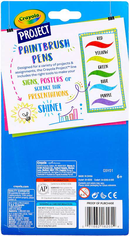 Crayola Project Paintbrush Pens 5/Pkg Assorted Colors