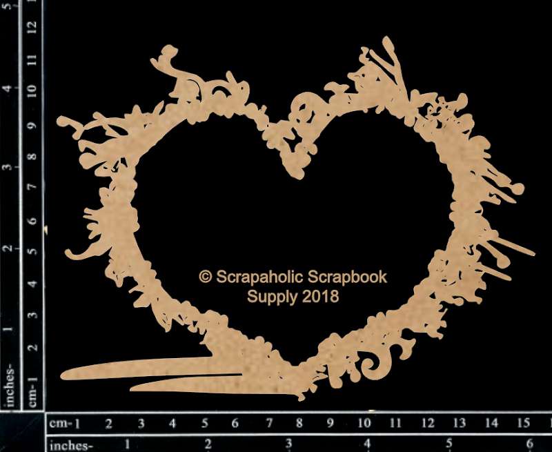 Scrapaholics Laser Cut Chipboard 1.8mm Thick Heart Splatter Frame, 6"X4.5"