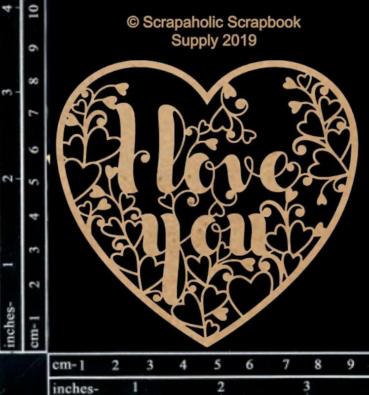 Scrapaholics Laser Cut Chipboard 1.8mm Thick I Love You Heart, 3.25"X3.25"