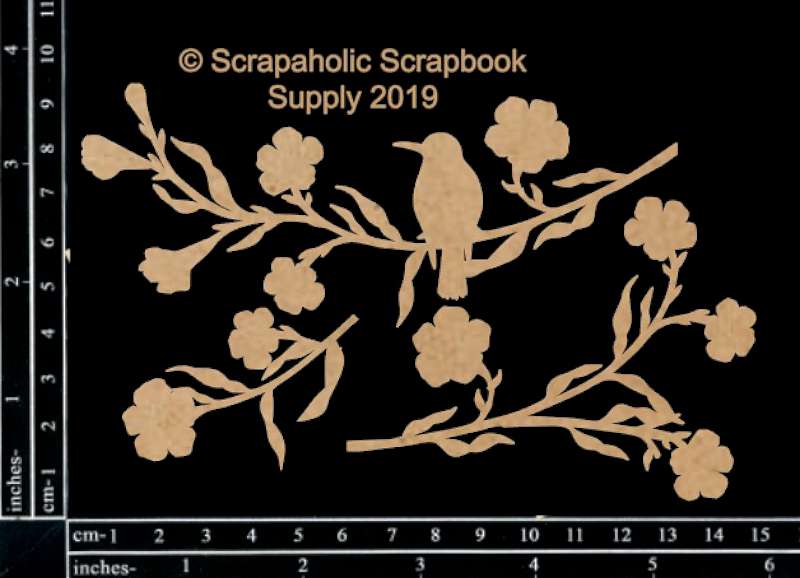 Scrapaholics Laser Cut Chipboard 1.8mm Thick Blossom Branches, 3/Pkg, 2.5"-5"X2.25"