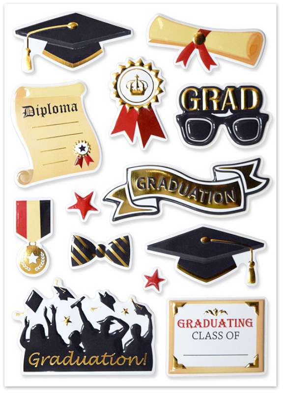 MultiCraft 3D Pop-Up Foil Stickers Graduation