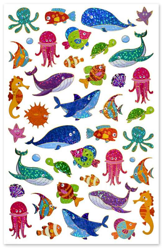 Holographic Laser Stickers 7.5"X11.75" Under The Sea