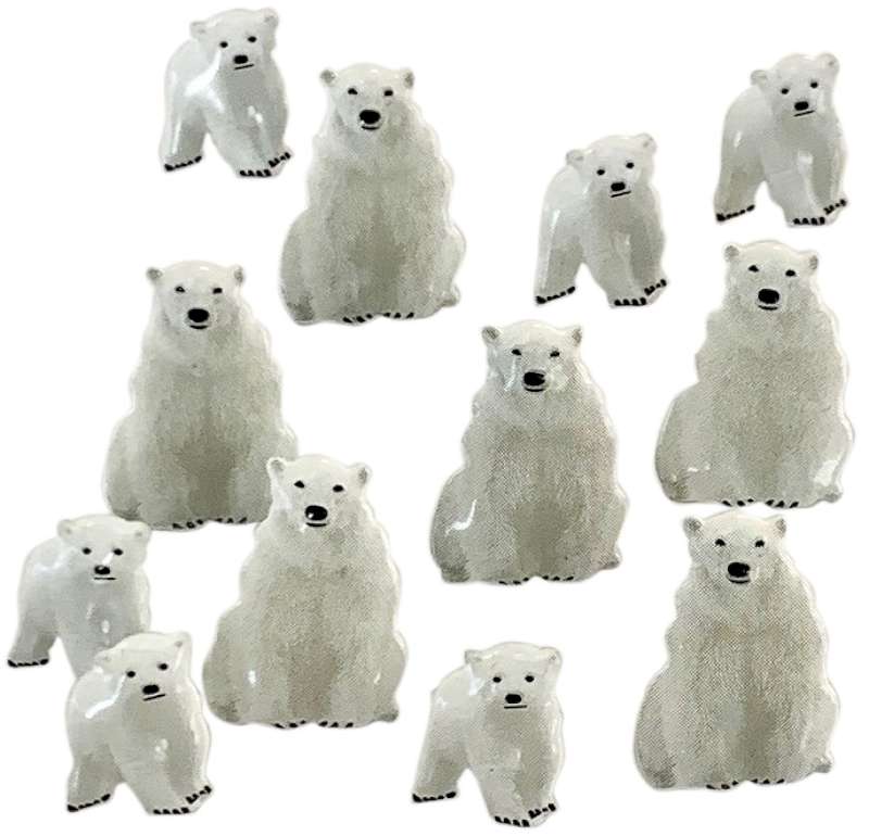 Eyelet Outlet Shape Brads 12/Pkg Polar Bear