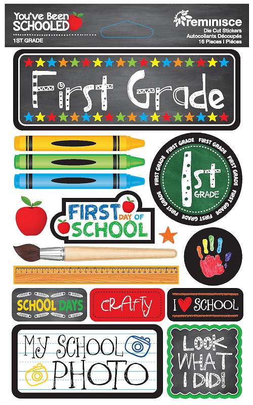 Reminisce You've Been Schooled 3D Dimensional Stickers 1st Grade