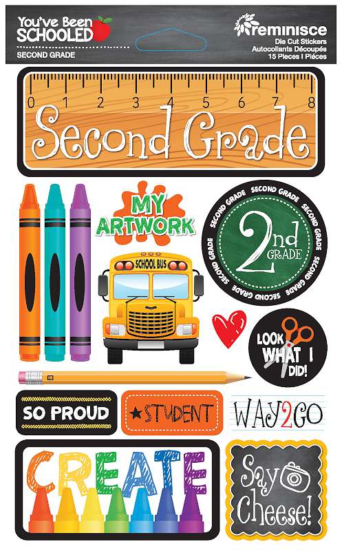 Reminisce You've Been Schooled 3D Dimensional Stickers 2nd Grade