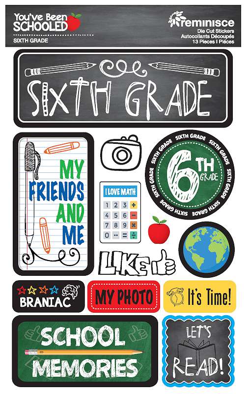 Reminisce You've Been Schooled 3D Dimensional Stickers 6th Grade