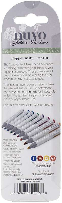 Nuvo Glitter Markers Peppermint Cream