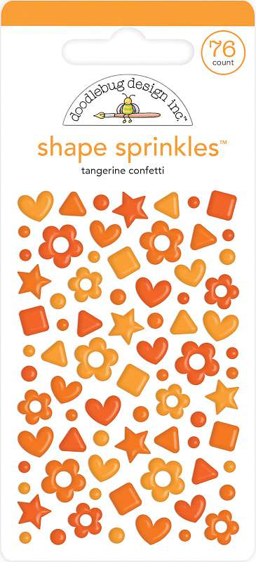 Doodlebug Sprinkles Adhesive Enamel Shapes Tangerine Confetti
