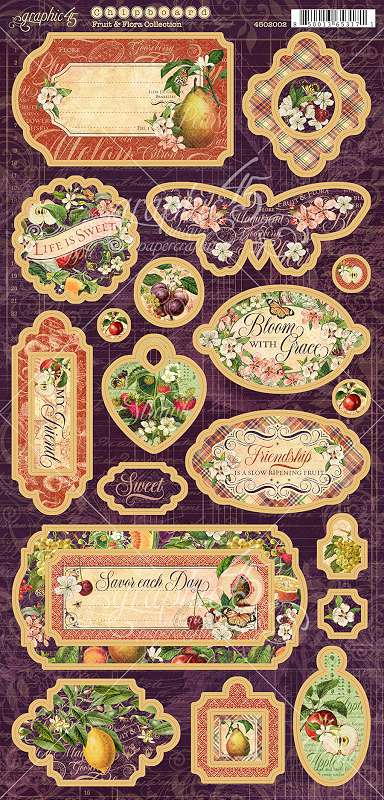 Fruit & Flora Chipboard Die-Cuts 6"X12" Sheet  