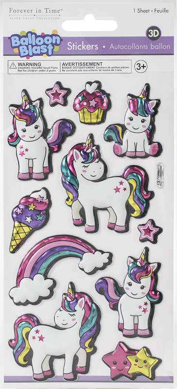Multicraft 3D Balloon Blast Stickers Unicorn