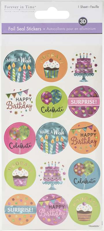 Multicraft Celebration Seals Stickers 2/Sheets Make A Wish W/Foil Accents