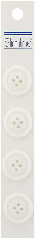 Slimline Buttons  White 4-Hole 3/4" 4/Pkg