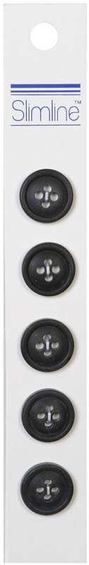 Slimline Buttons  Black 4-Hole 5/8" 5/Pkg
