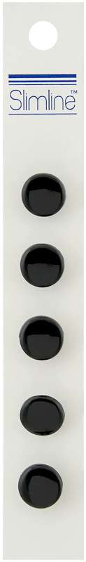 Slimline Buttons  Black Shank 1/2" 5/Pkg