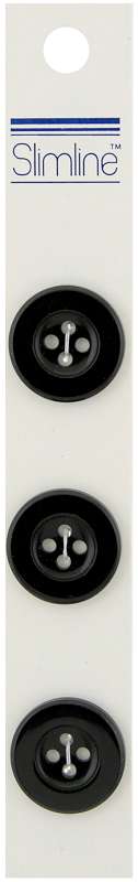 Slimline Buttons  Black 4-Hole 13/16" 3/Pkg
