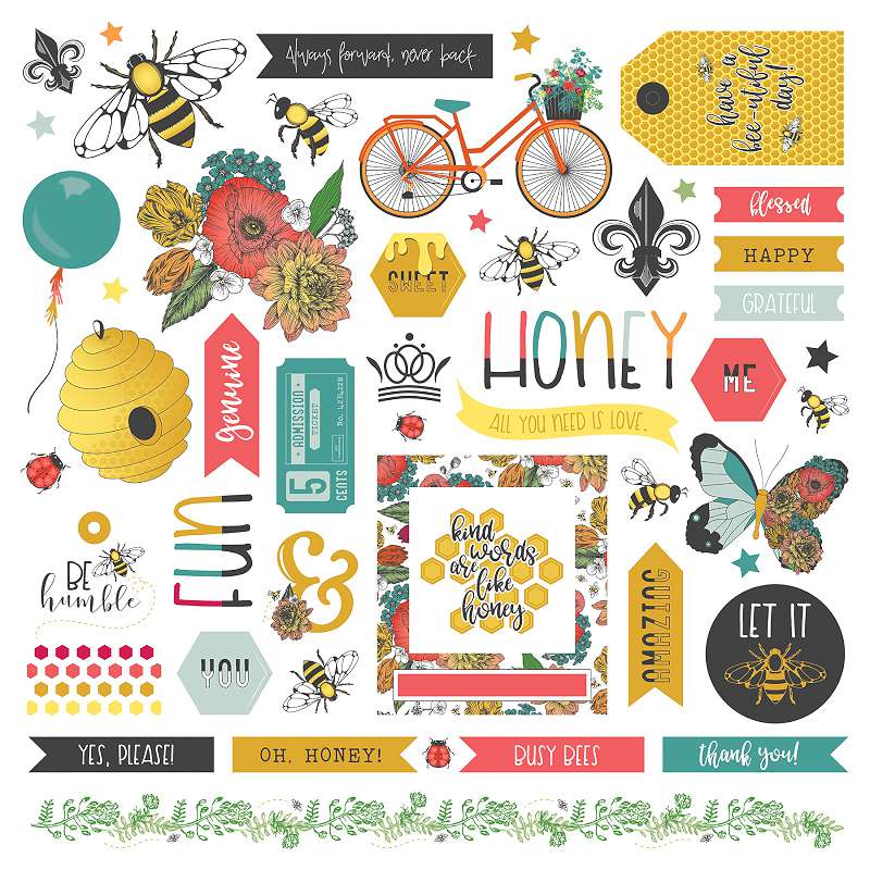 Wild Honey Stickers 12"X12" Elements