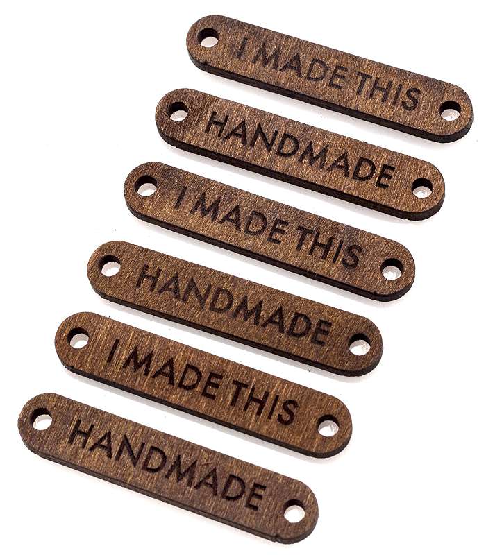 The Hook Nook Sew-On Project Labels  Wood Phrases 6/Pkg
