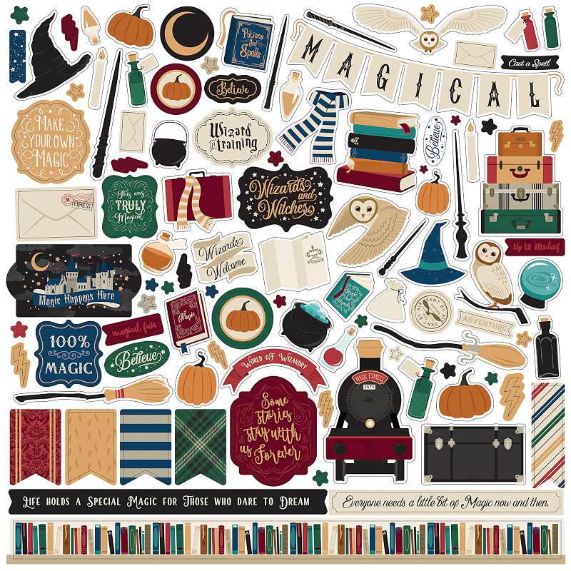 Witches & Wizards Cardstock Stickers 12"X12" Elements