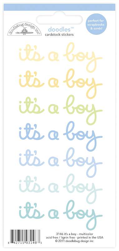 Doodles Cardstock Stickers Multicolor It's A Boy