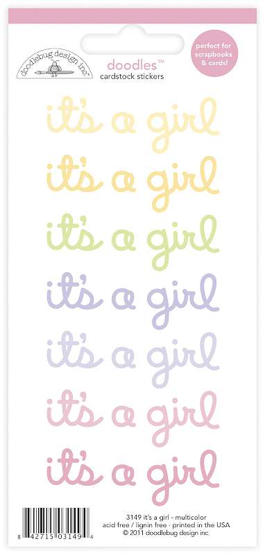 Doodles Cardstock Stickers Multicolor It's A Girl