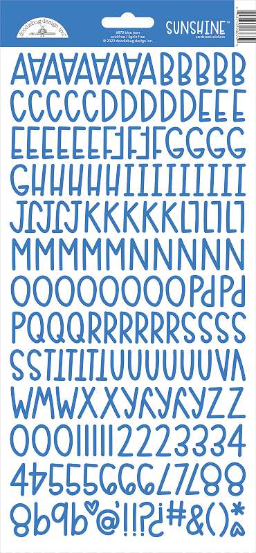 Doodlebug Sunshine Cardstock Alpha Stickers 6"X13" Blue Jean