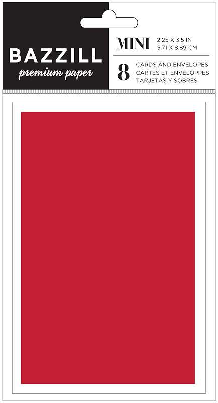 Bazzill Mini Cards W/Envelopes 2.25"X3.5" 8/Pkg Cherry Splash