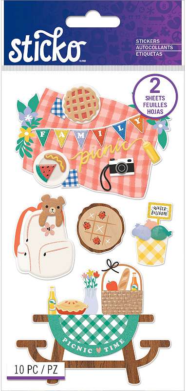 Sticko Flat Stickers Family Picnic, 10/Pkg