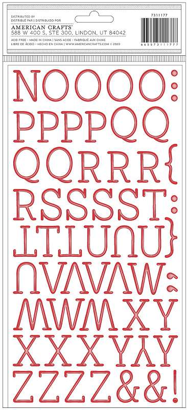 American Crafts Thickers Stickers 5.5"X11" Joyful Christmas W/Red Foil, 130/Pkg