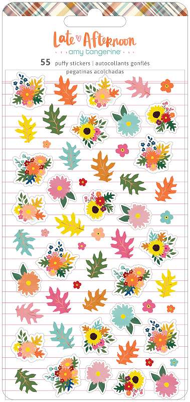 Amy Tan Late Afternoon Mini Puffy Stickers 55/Pkg W/Foil Accents