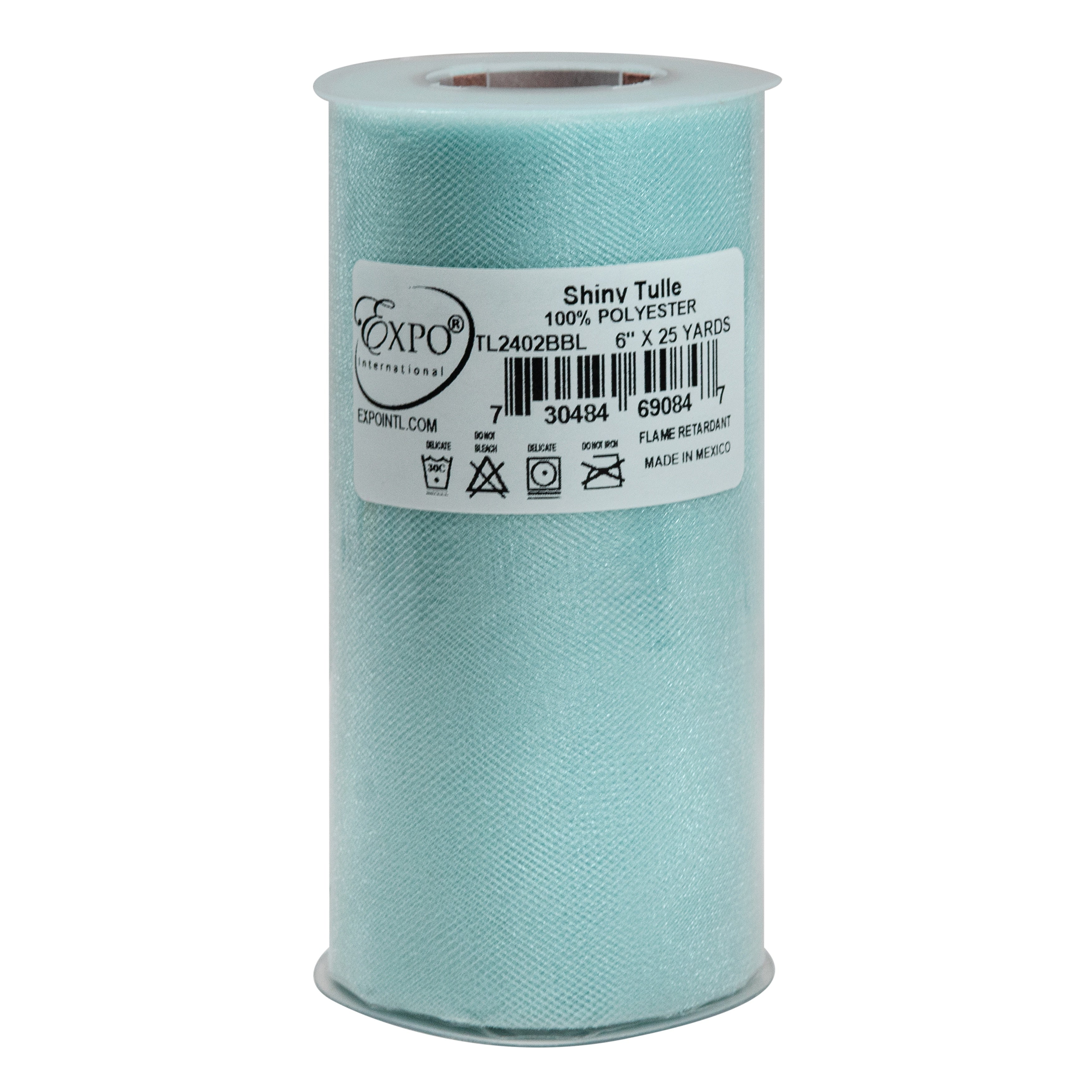 Shiny Tulle 6" Wide 25yd Spool Baby Blue