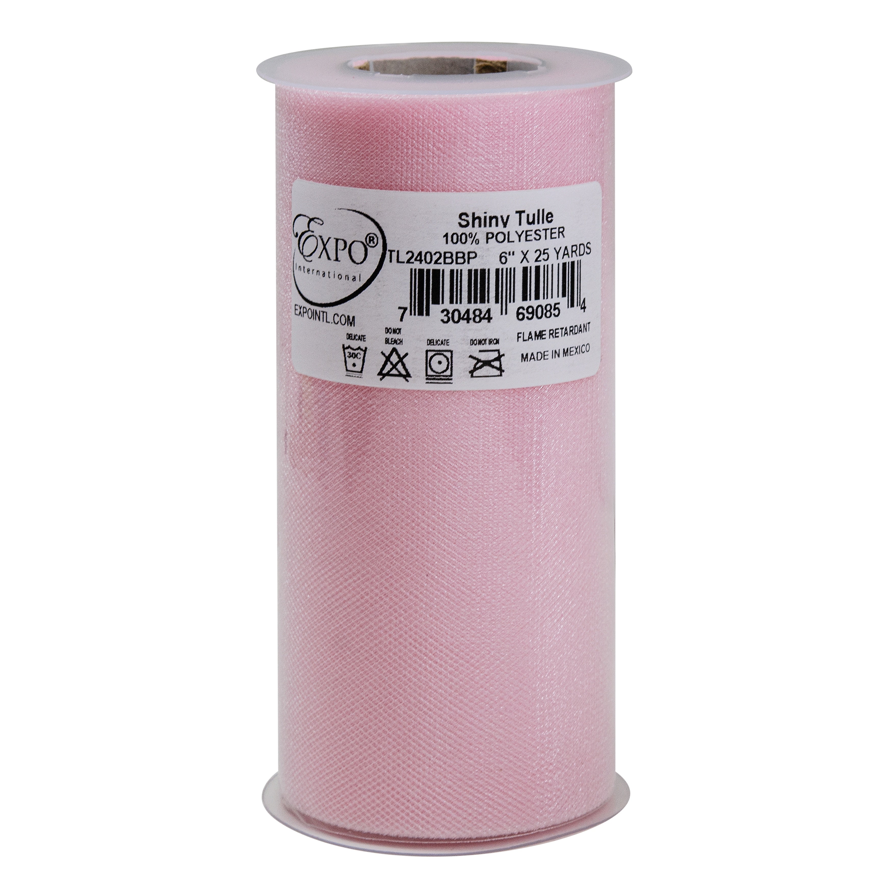 Shiny Tulle 6" Wide 25yd Spool Baby Pink