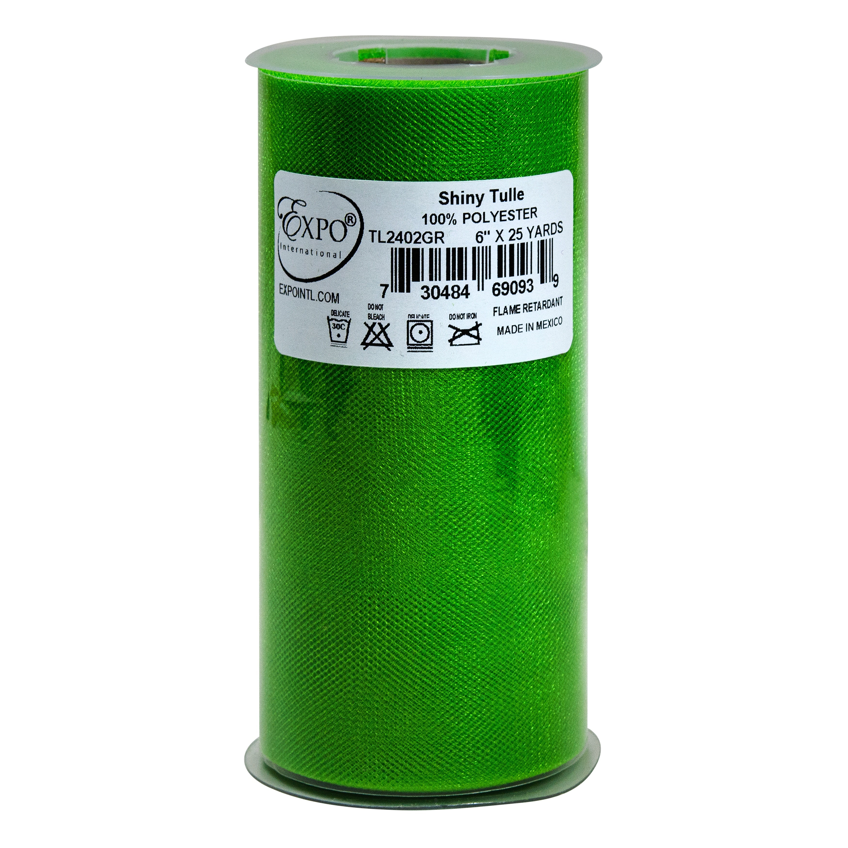 Shiny Tulle 6" Wide 25yd Spool Green