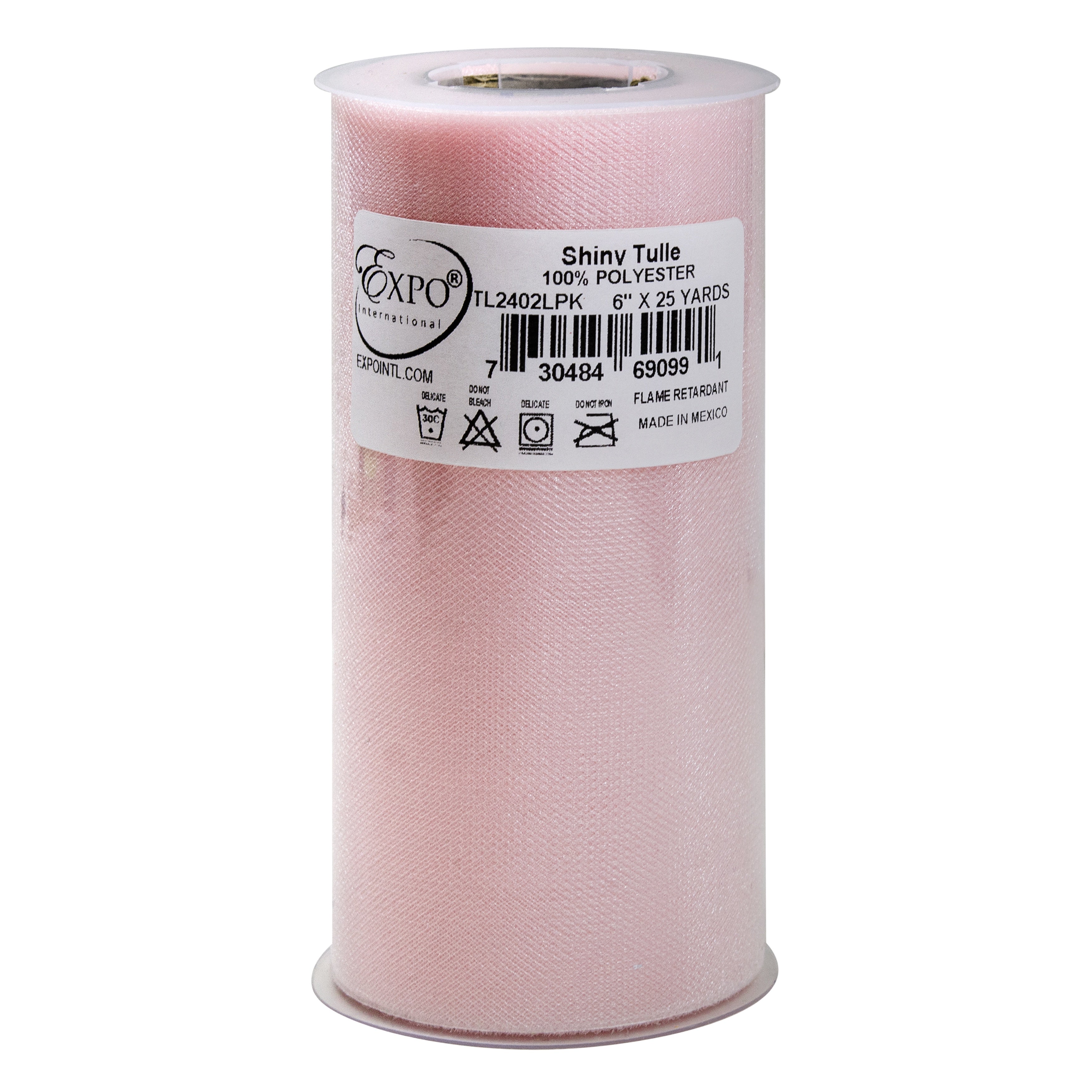 Shiny Tulle 6" Wide 25yd Spool Light Pink