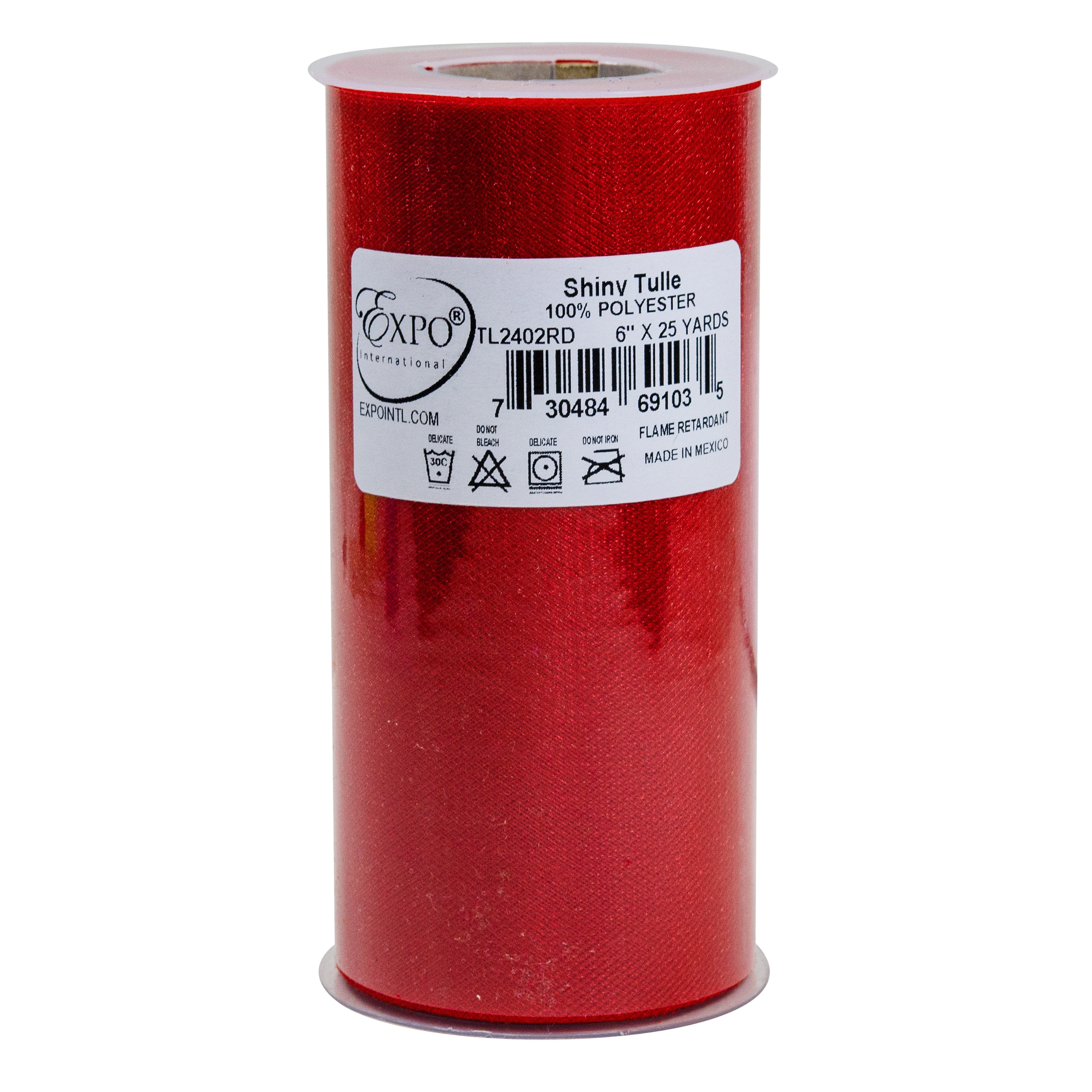 Shiny Tulle 6" Wide 25yd Spool Red