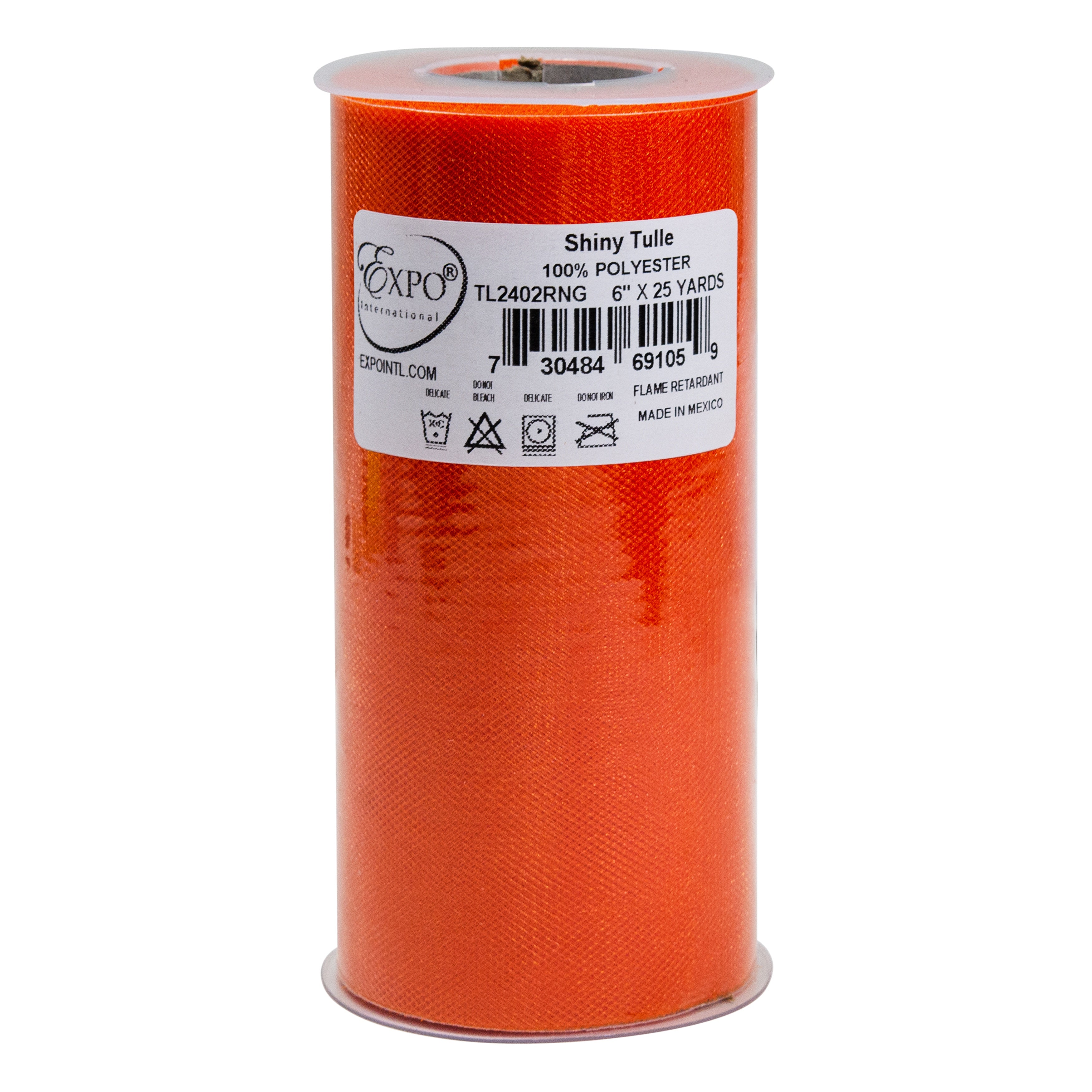 Shiny Tulle 6" Wide 25yd Spool Orange
