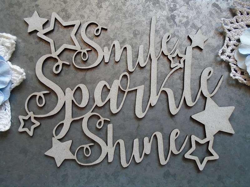 Scrapholics Laser Cut Chipboard 1.8mm Thick Smile Sparkle Shine, 5.5"X4"