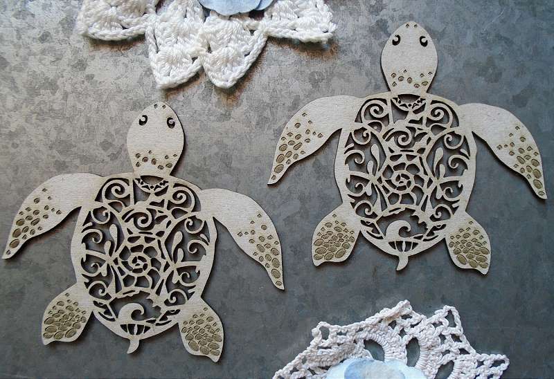 Scrapaholics Laser Cut Chipboard 1.8mm Thick Flourish Sea Turtle, 2/Pkg